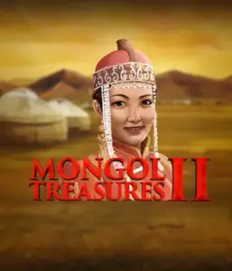 Discover the vibrant history of Mongolia with Mongol Treasures 2 slot by Endorphina, featuring a stunning Mongolian woman dressed in traditional attire against a sunset-lit Mongolian steppe backdrop. This graphic captures the spirit of Mongolian history, delivering a distinctive visual adventure. 